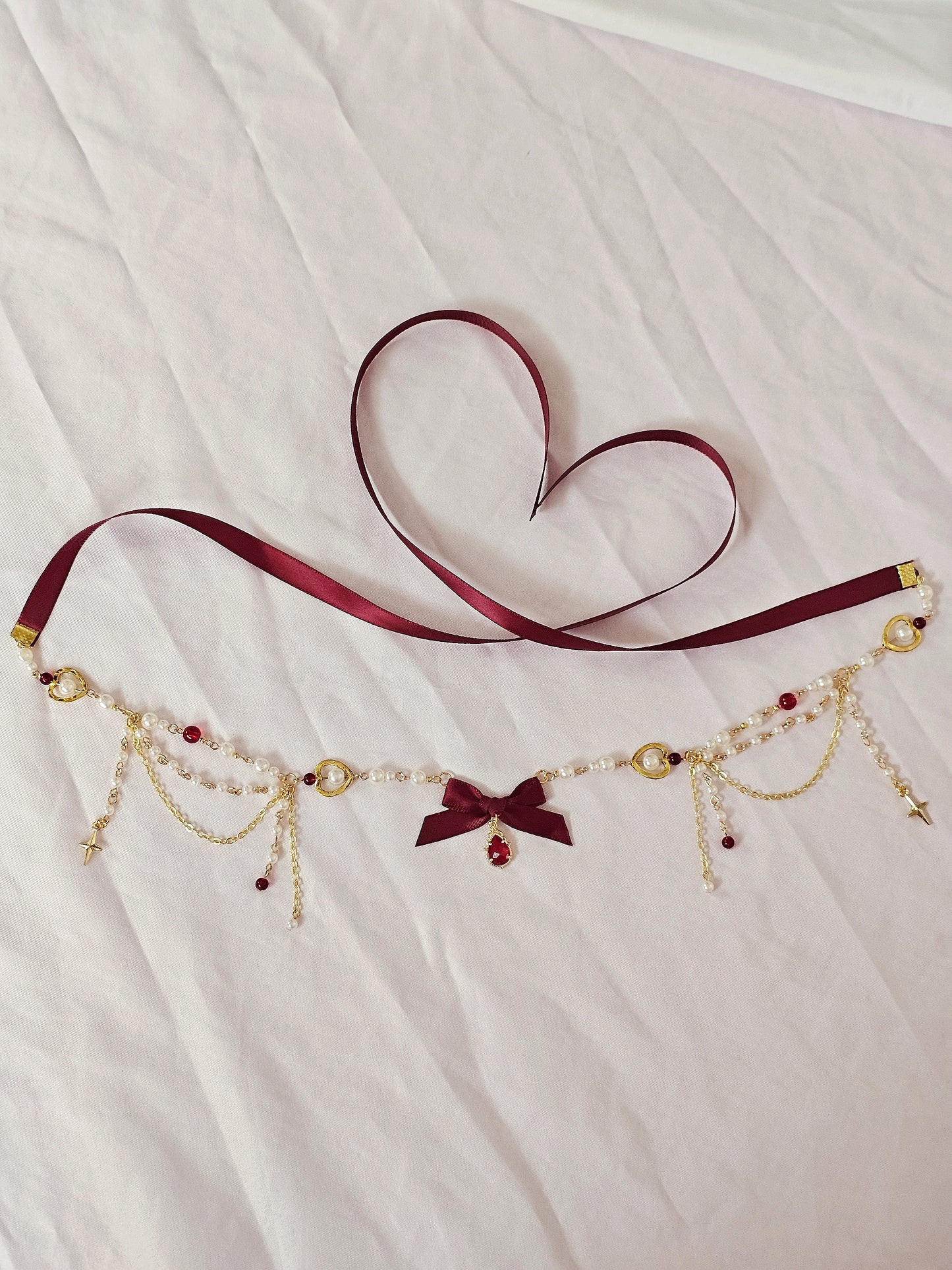 Hibiscus Tea Ribbion Necklace