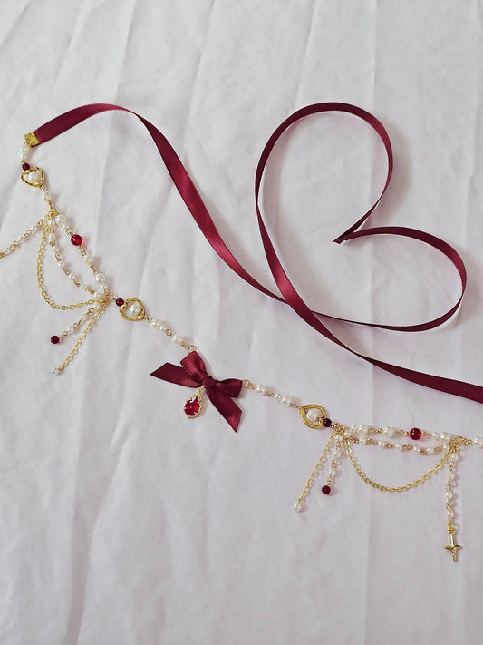 Hibiscus Tea Ribbion Necklace