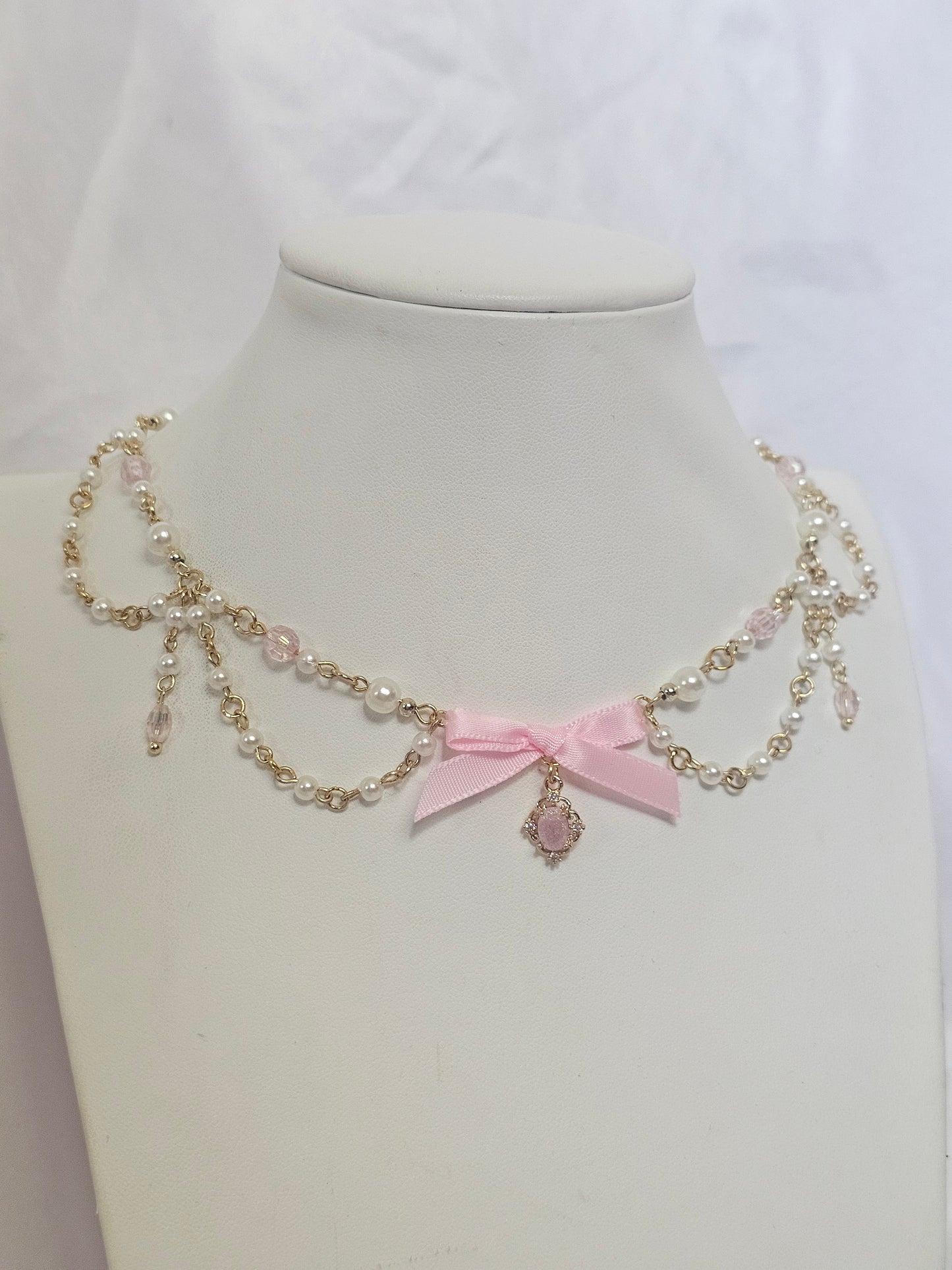 Pearl Princess Ribbion Necklace