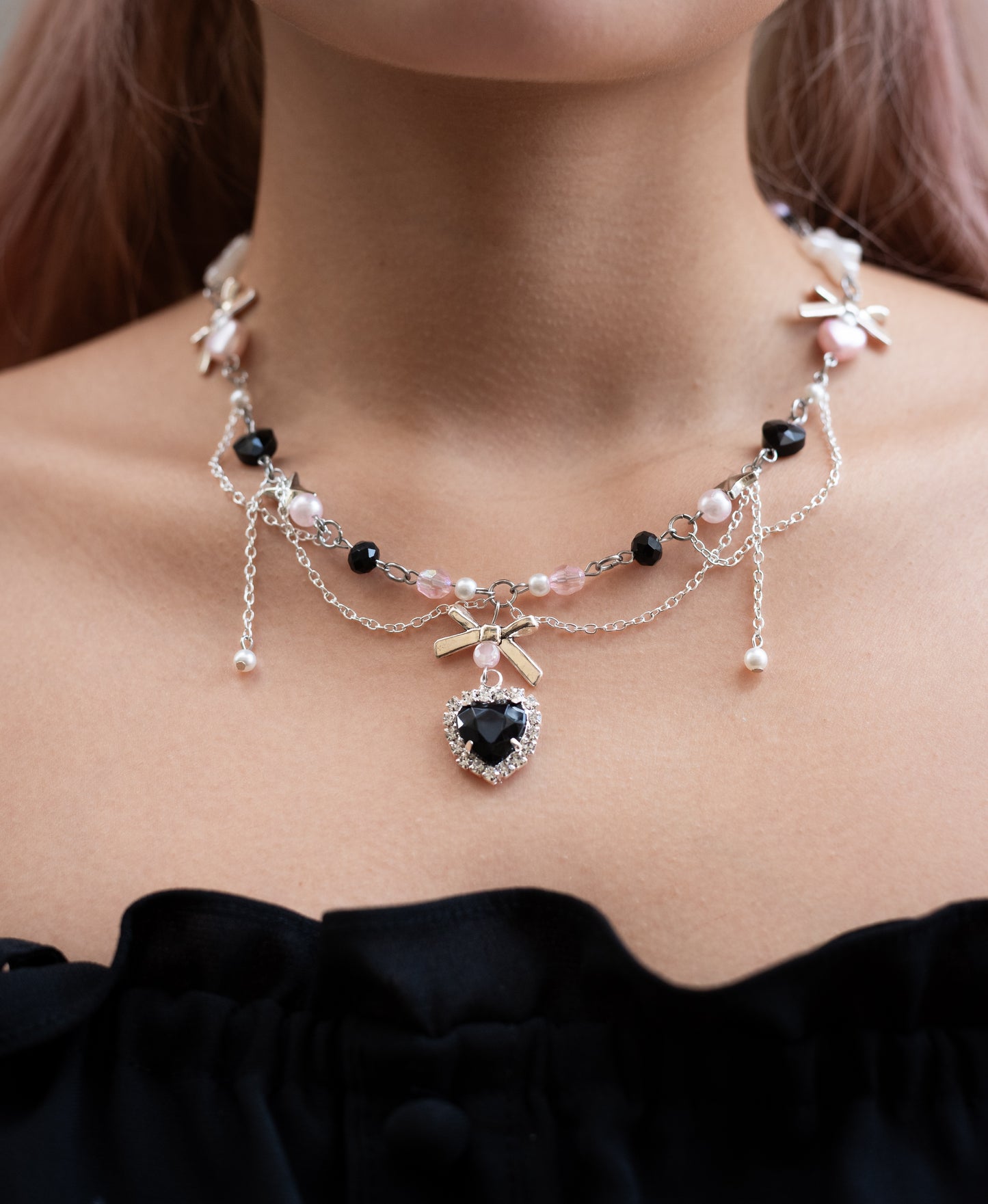Heart Crown Necklace: Midnight Edition