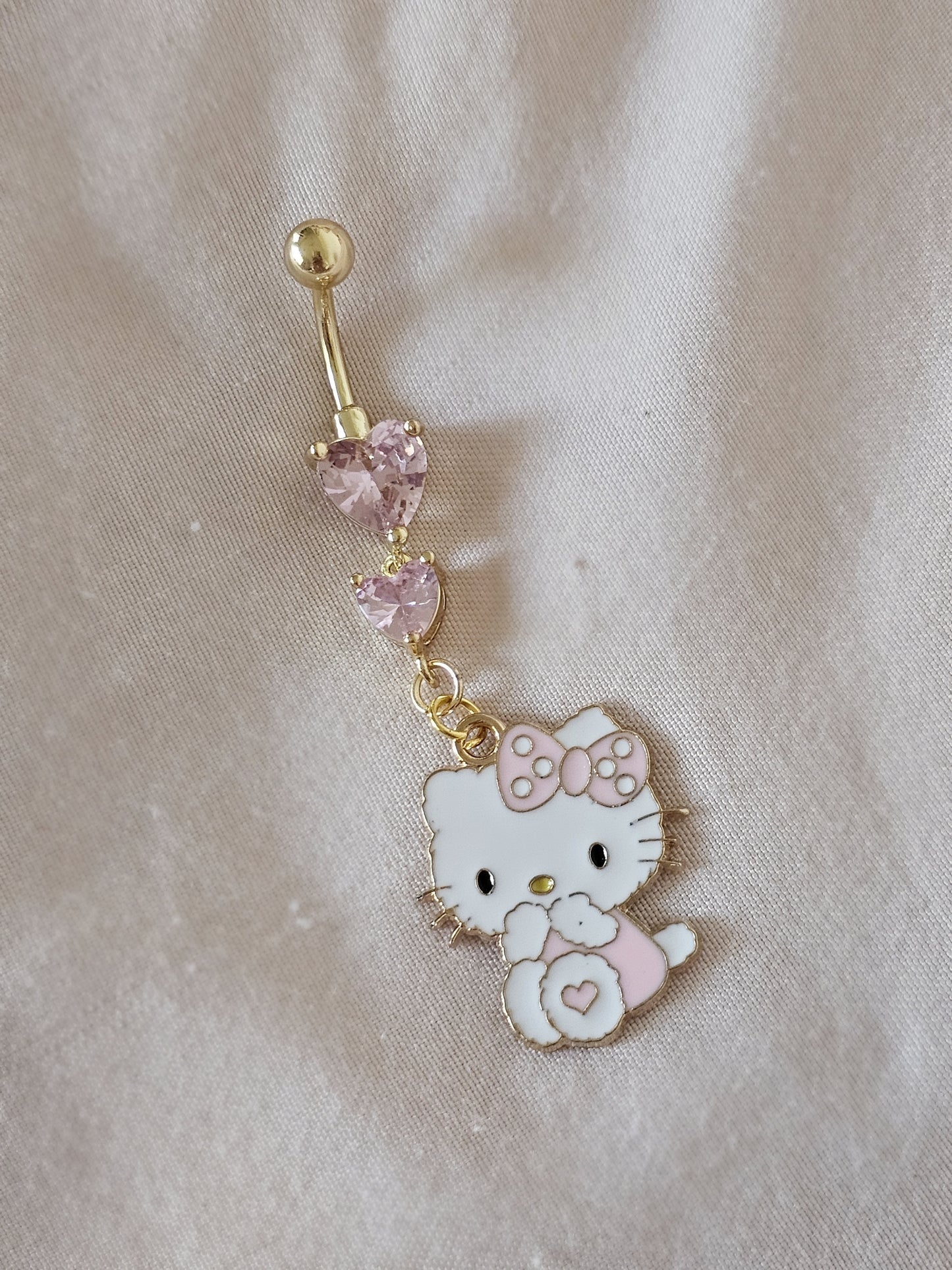 pink kitty belly ring