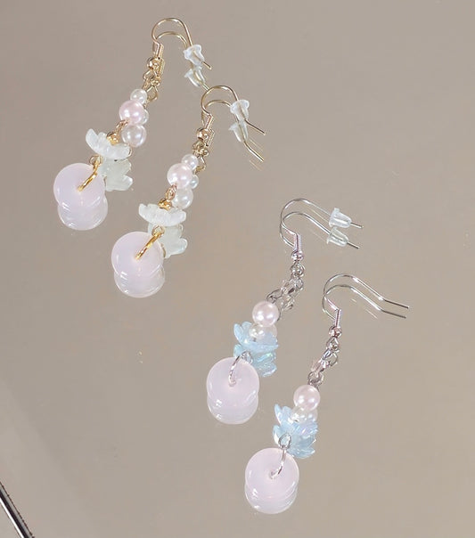 Pink Jade Doughnut Earrings
