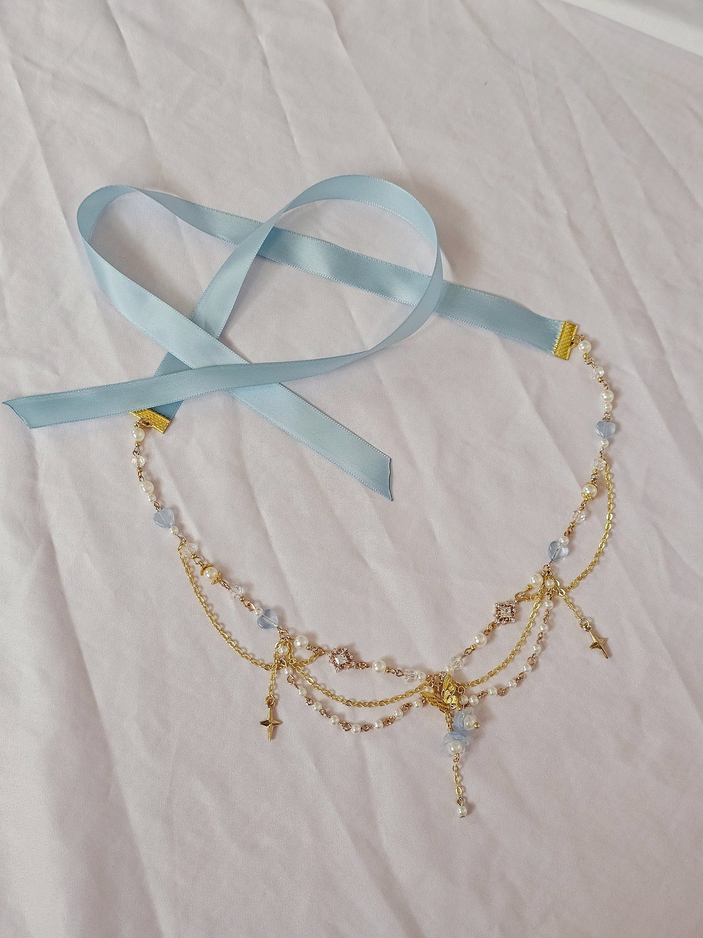 Butterfly Pea Tea Ribbion Necklace