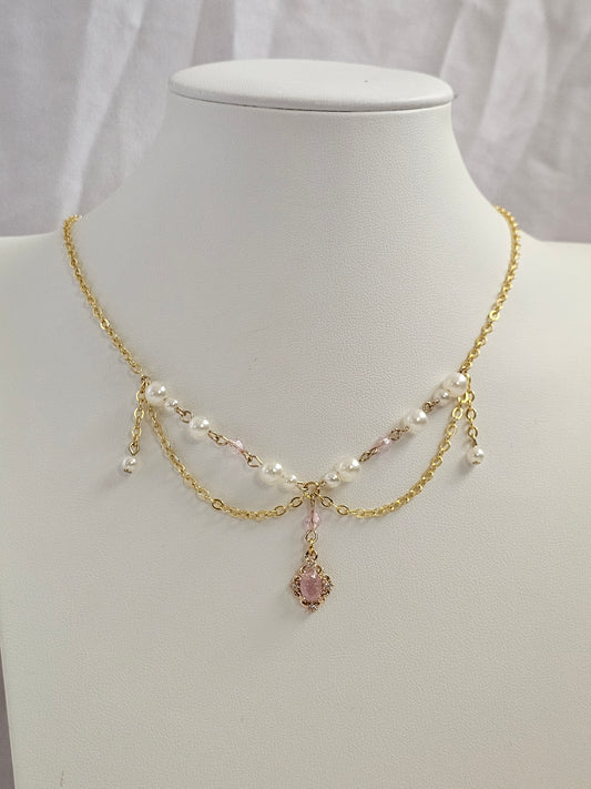 pink tiara mini necklace