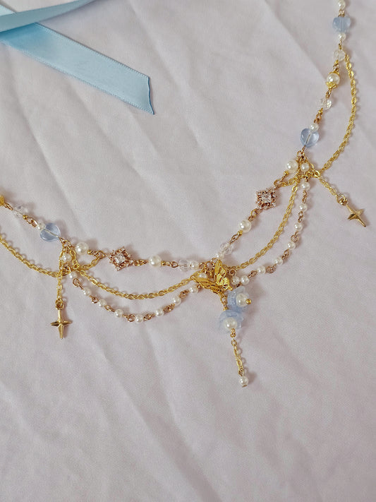 Butterfly Pea Tea Ribbion Necklace